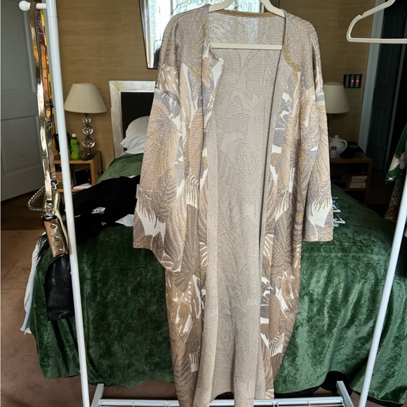 Shimmer Printed Long Overcoat/Robe, Metallic - Picture 1 of 2